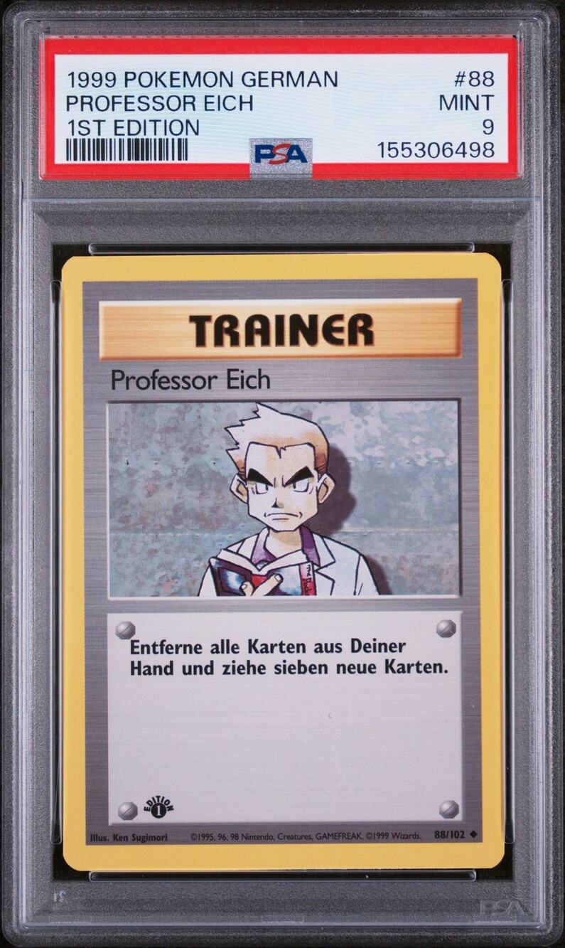 PSA 9 MINT Professor Oak (Eich) 1st Edition 88/102 Pokรฉmon 1999 German Base Set